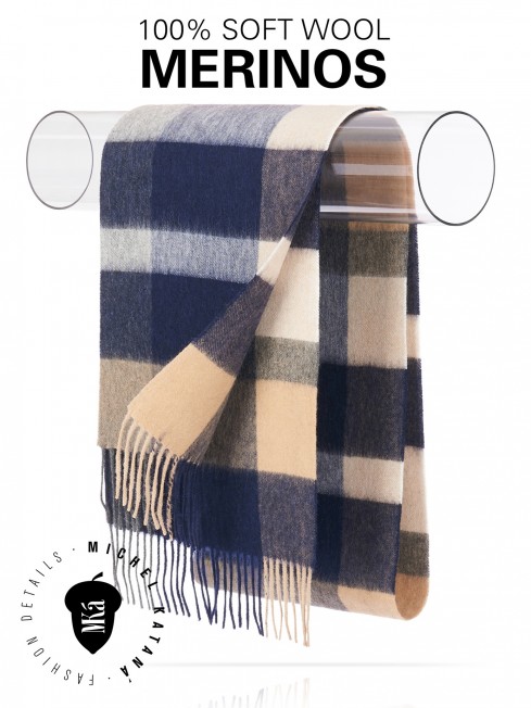 KILT DE AVIEMORE, длиный ШАРФ из мягчайшей шерсти MERINOS из пряжи средней тяжести, коллекционная линия CONFRONTATION (Собственный Взгляд) FTQ.W220_72068.17/TOSCA